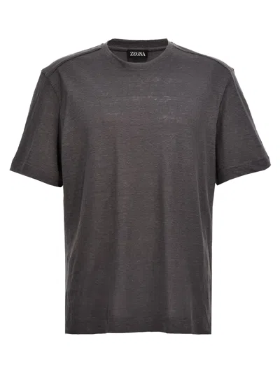 Zegna Linen T-shirt In Grey