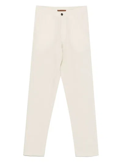 Zegna Linen Tapered Trousers In Neutrals