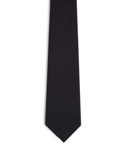 Zegna Linen Tie In Black