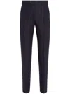 Zegna Men's Wool Tailored Trousers In Blue