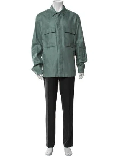 Pre-owned Zegna Linen Utility Jacket In Green