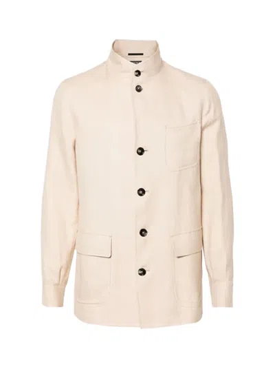Zegna Linen-blend Shirt Jacket In Neutral