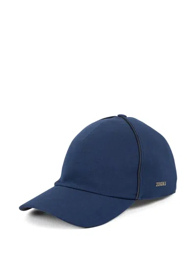 Zegna Logo Baseball Cap In Blue