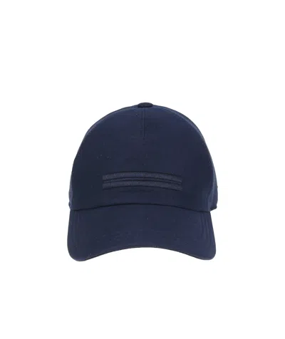 Zegna Embroidered Cotton Baseball Cap In Blue