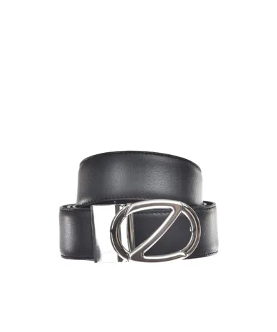 Zegna Logo Belt In Black