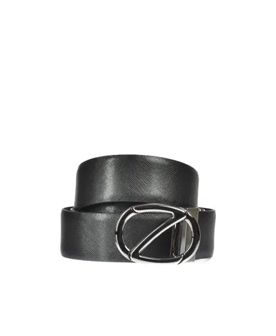 Zegna Logo Belt In Black