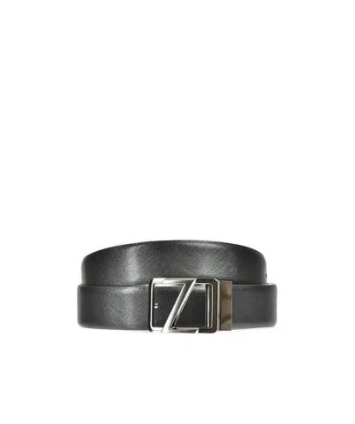 Zegna Logo Belt In Black