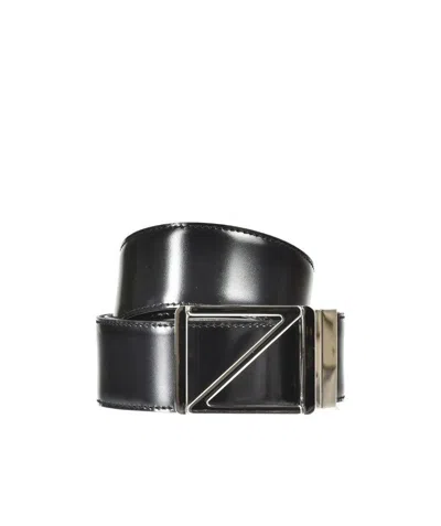 Zegna Logo Belt In Black