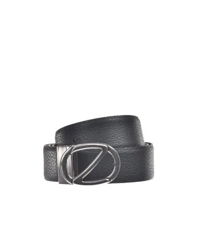 Zegna Logo Belt In Black