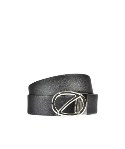 Zegna Logo Belt In Black