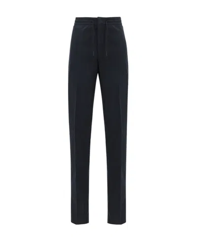 Zegna Logo Casual Pants In Blue