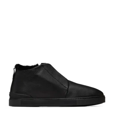 Zegna Logo Casual Sports Shoes In Black