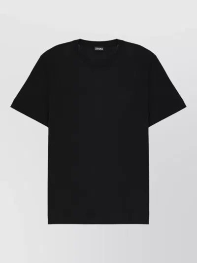 Zegna Logo Crew Neck Short Sleeve T-shirt In Black