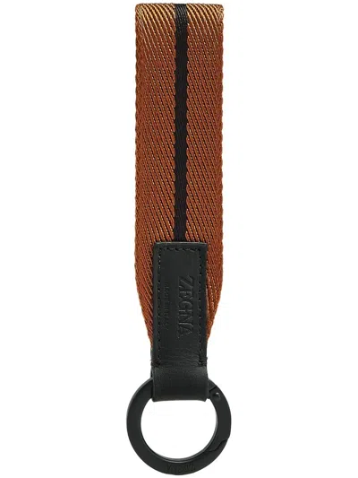 Zegna Vicuna Key Chain In Brown