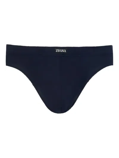 Zegna Logo-detail Briefs In Blue