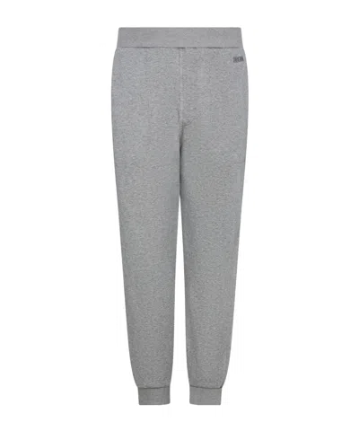 Zegna Logo Detail Elasticated Waistband Pants In Gray