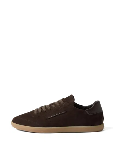 Zegna Logo Detail Suede Sneaker With Removable Insole In Brown