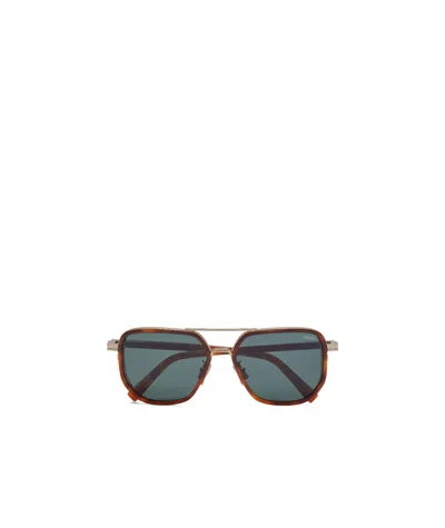 Zegna Logo Details Sunglasses In Brown