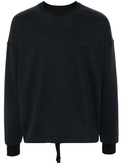 Zegna Logo-embroidered Cotton-blend Jersey Sweatshirt In Blue