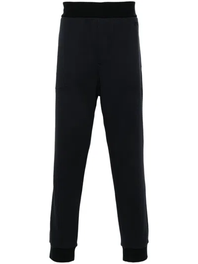 Zegna Logo-embroidered Joggers In Blue