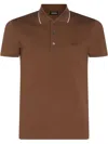 Zegna Collar Ribbed Short Sleeves Polo Shirt In Brown