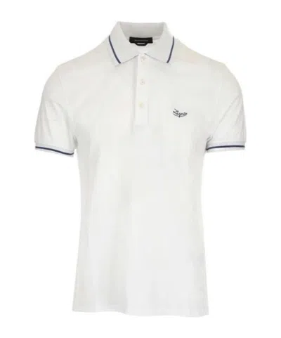 Zegna Logo-embroidered Polo Shirt In White
