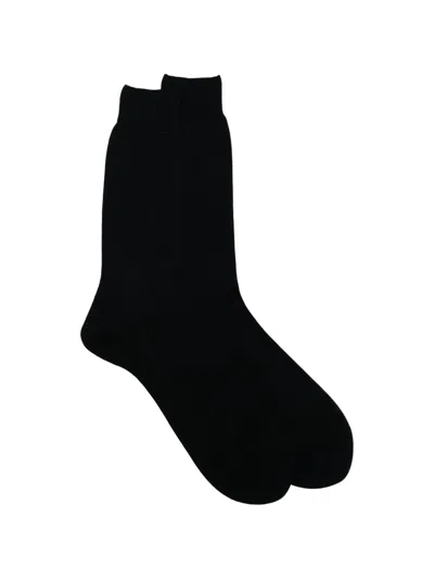 Zegna Logo-embroidered Socks In Black