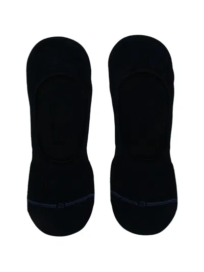 Zegna Logo-embroidered Socks In Blue