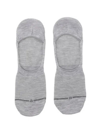 Zegna Logo-embroidered Socks In Gray
