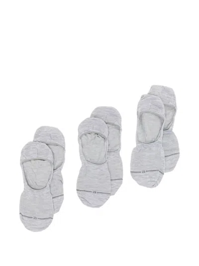 Zegna Logo-embroidered Socks (set Of Four) In Gray