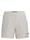 Zegna Logo-embroidered Striped Swim Shorts In Brown