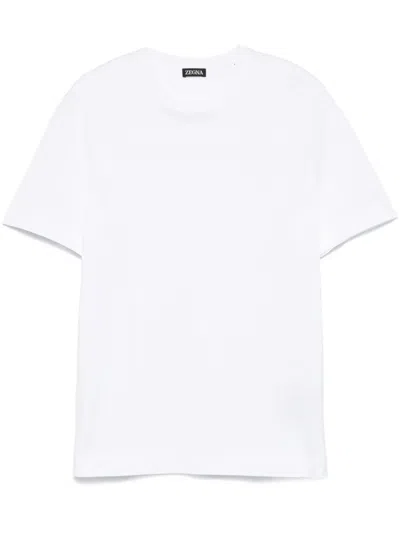 Zegna Slim-fit Logo-embroidered Cotton-jersey T-shirt In White