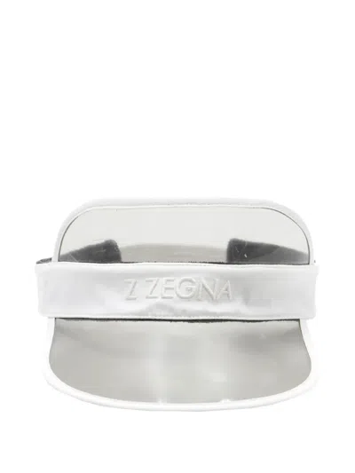 Zegna Logo-embroidered Visor Cap In White