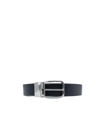 Zegna Logo-engraved Reversible Belt In Black