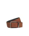 Zegna Logo Engraved Reversible Buckle Belt In Brown