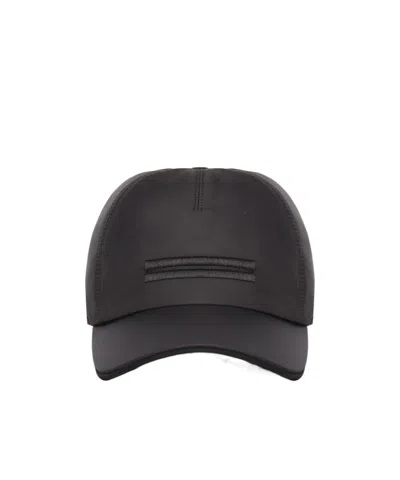Zegna Technical Nylon Baseball Cap In Black