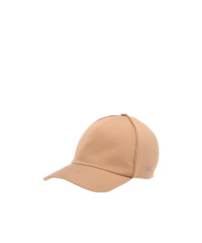 Zegna Logo Hat In Nude