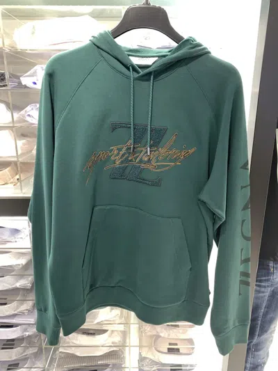 Zegna Logo Hooded Sweater In Green