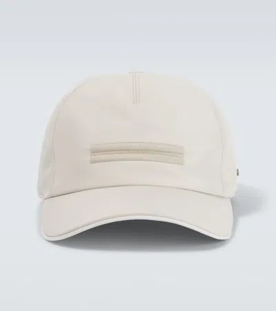 Zegna Baseballcap Mit Leder In Weiss