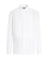 Zegna Long-sleeved Lapel Shirt In White