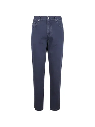 Zegna Logo Patch Jeans In Blue