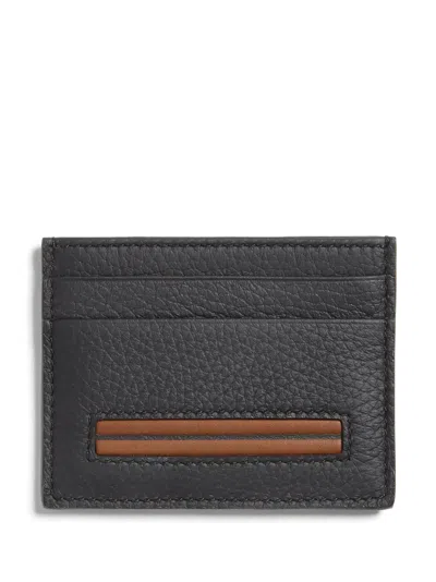 Zegna Logo-patch Leather Cardholder In 黑色