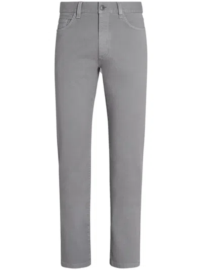 Zegna Logo-patch Mid-rise Jeans In Grey
