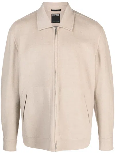 Zegna Off-white Wool And Cashmere Chore Jacket In N01