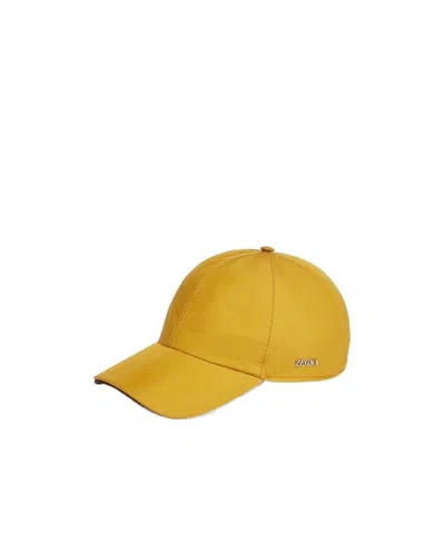Zegna Logo-plaque Baseball Cap In Yellow