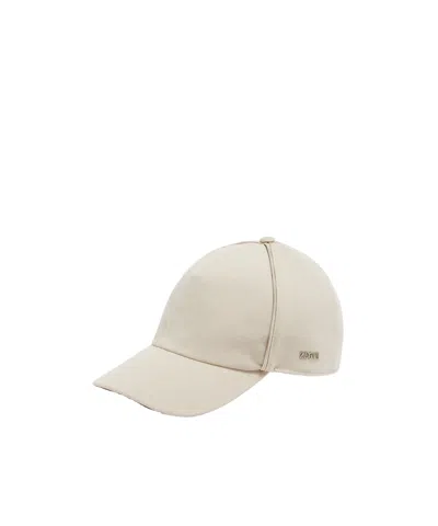Zegna Casquette En Coton Et Laine Beige Clair