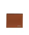 Zegna Logo-plaque Leather Wallet In Brown