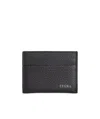 Zegna Logo Plaque Simple Card Case In Black