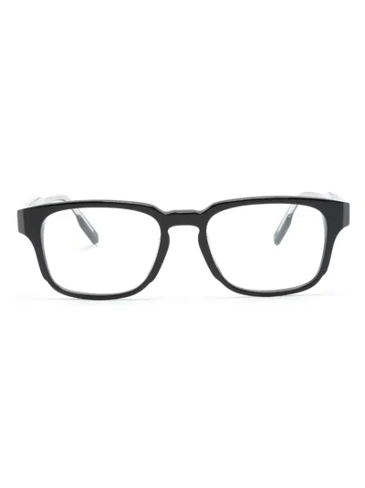 Zegna Logo-plaque Square-frame Glasses In Black