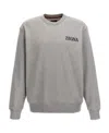 Zegna Rubberized Logo Crewneck Sweatshirt In Gray